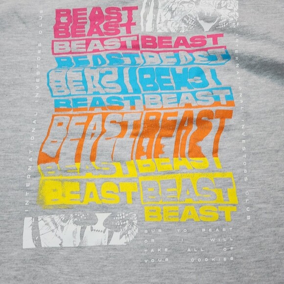 Mr Beast Men's Hoodie Sweater Grey Back Hit Pullover Investors Club Size L - Picture 4 of 11